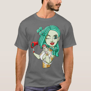 Funny Friseur Mythologie Fön Curles T-Shirt