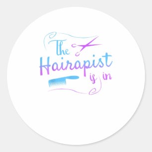 Funny Friseurist Hairapist in Barber Runder Aufkleber