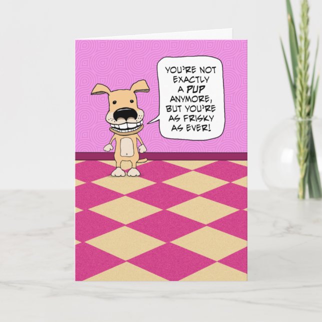 Funny Frisky Welppy zum Geburtstag Karte (Vorderseite)