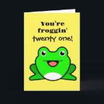 Funny Frog 21. Geburtstag Karte<br><div class="desc">Der Funny Frog 21. Geburtstagskarte für sie oder ihn mit einem "You're froggin' vorne mit einem lustigen grünen Frosch. Diese gelbe und grüne FroschGeburtstagskarte wäre ideal für Froschliebhaber.</div>
