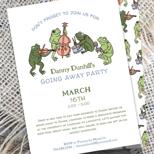 Funny Frog Band Going Away Farewell Invitation Einladung (Von Creator hochgeladen)