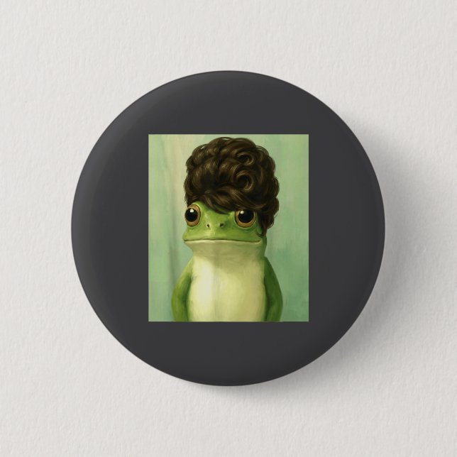 Funny Frog Beehive Bob Haircut Meme  Button (Vorderseite)