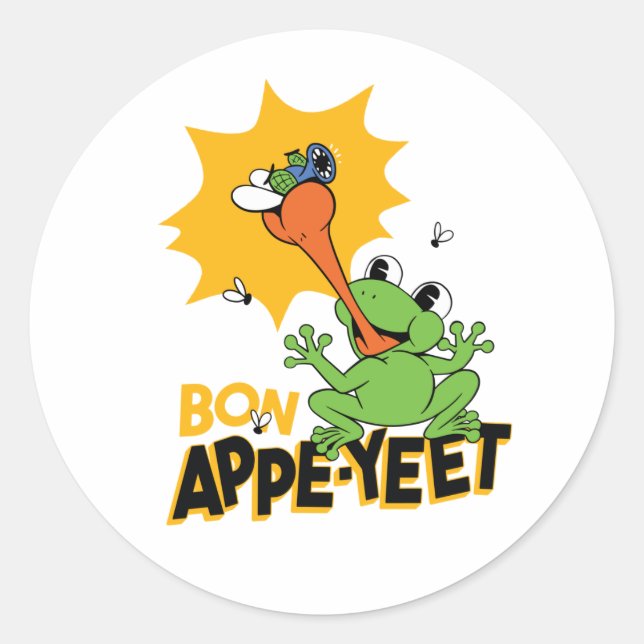 Funny Frog Catching Fly Cartoon Classic Round Sti Runder Aufkleber (Vorderseite)