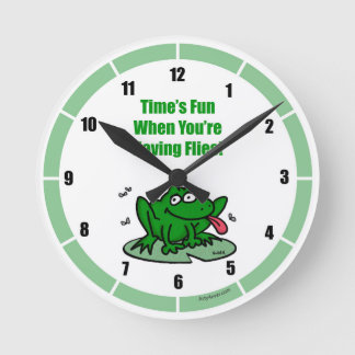 Funny Frog Clock Runde Wanduhr