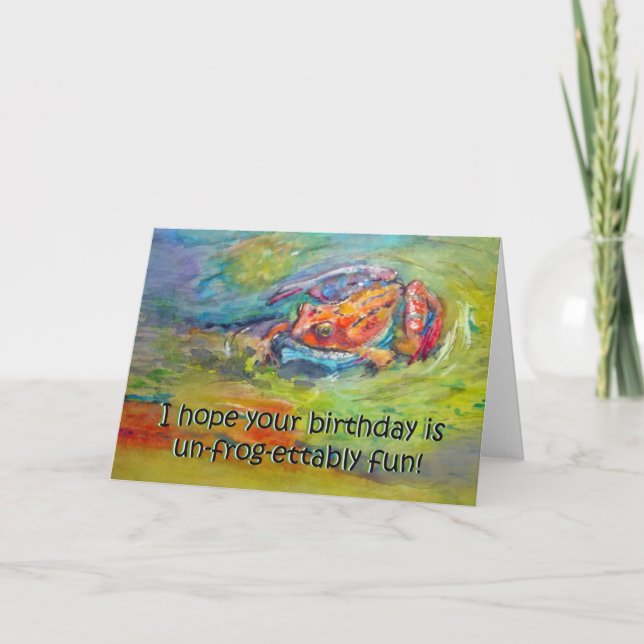 Funny Frog Happy Birthday Spaß Grußkarte Karte (Vorderseite)