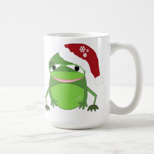 Funny Frog in einer Weihnachtsmannmütze Kaffeetasse