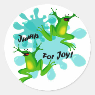 Funny Frog Jump for Joy Runder Aufkleber