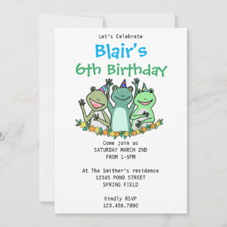 Funny Frog Kindergeburtstag Party Einfache Anpassu Einladung