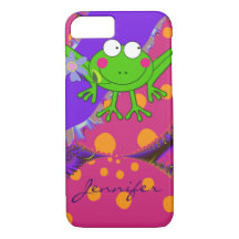 Funny Frog mit Blume & individuelle Name