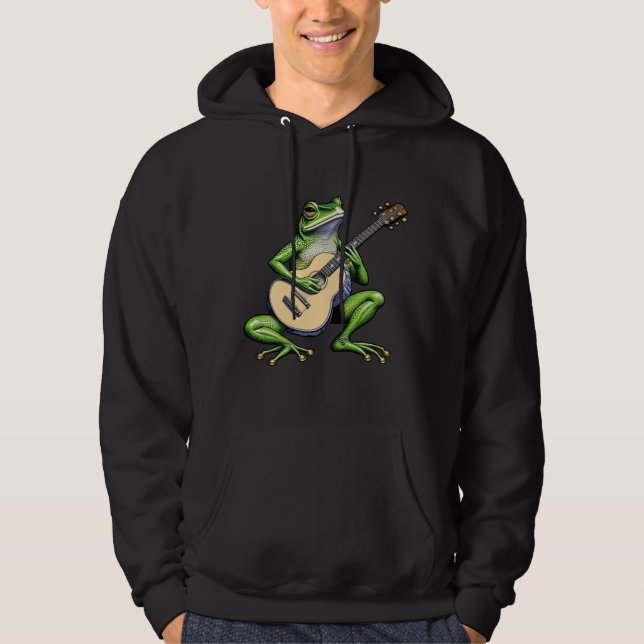 Funny Frog Playing Guitar Hoodie (Vorderseite)