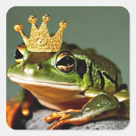 Funny Frog Prince Quadratischer Aufkleber