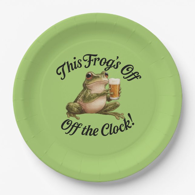 Funny Frog Retirement Party Green Design Pappteller (Vorderseite)
