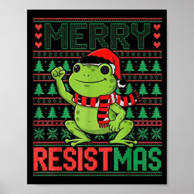 Funny Frog Retro Merry Resistmas Litical Ugly Chri Poster (Vorne)