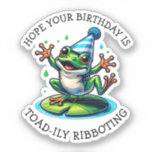 Funny Frog Themed Birthday Aufkleber<br><div class="desc">Ein lustiger Froschsticker zum Geburtstag mit einem Totenpun.</div>