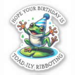 Funny Frog Themed Birthday Aufkleber<br><div class="desc">Ein lustiger Froschsticker zum Geburtstag mit einem Totenpun.</div>