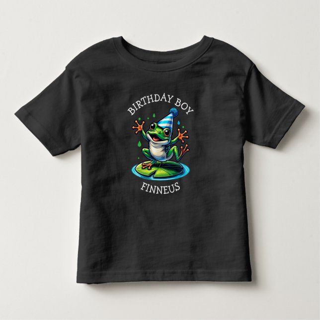 Funny Frog Themed Birthday Boy Kleinkind T-shirt (Vorderseite)