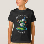 Funny Frog Themed Birthday Boy T-Shirt<br><div class="desc">Niedlicher Frosch zum Geburtstagsjungen T - Shirt. Cartoon toad tanzen mit einem Geburtstagshut auf.</div>