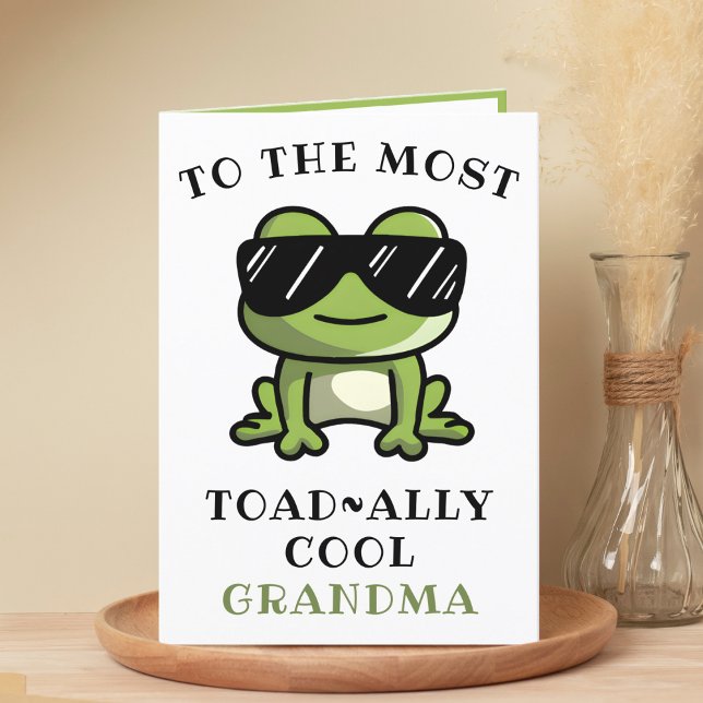Funny Frog Toad Cool Großmutter Happy Birthday Dankeskarte (Funny Green Frog Toad Cool Grandmother Happy Birthday Thank You Card)