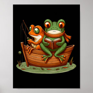 Funny Frog Toad Fishing Vintages Clic Book Toad Lo Poster