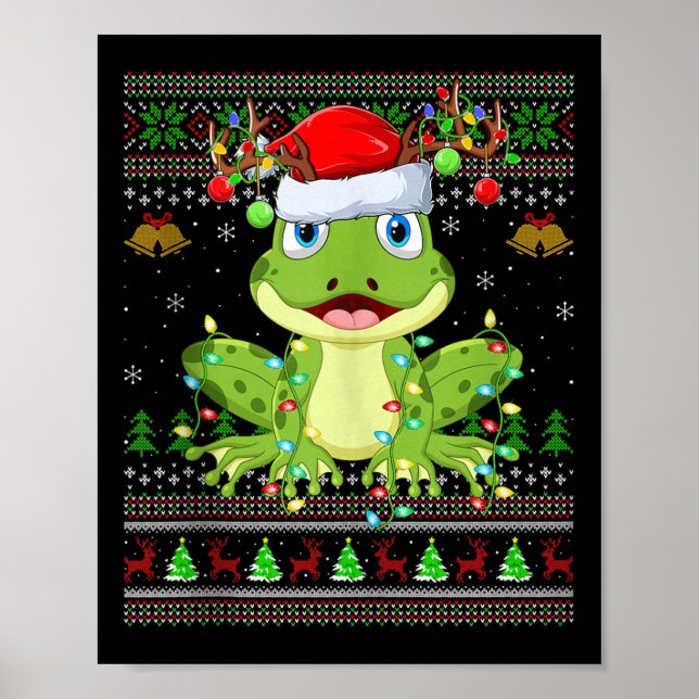 Funny Frog Ugly Christmas Sweaters Holiday Santa C Poster (Vorne)