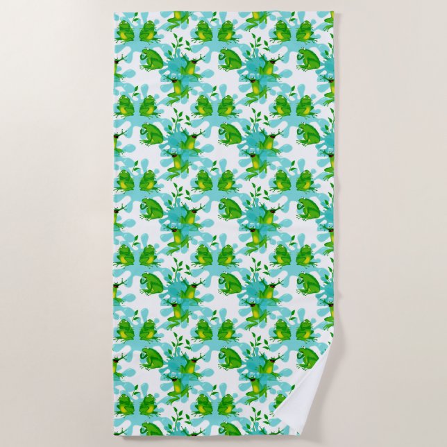 Funny Frogs Pattern Kids Strandtuch (Vorderseite)