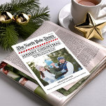 Funny frohe Christmas One Foto North Pole News Feiertagskarte<br><div class="desc">Extra Extra lesen Sie alles darüber. The North Pole Times bringt Ihnen die neuesten und besten Artikel aus dem Nordpol. Dieses Design beinhaltet Frohe Weihnachten,  ein Foto,  Vintage Zeitung,  lustige,  stilvolle Typografie,  schlichtes Retro,  Bonbons,  Fotokarten für Ferien,  einzigartig,  die Nordpol-Zeiten</div>