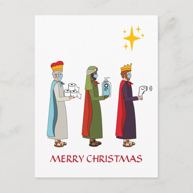 Funny Frohe Weihnachten Drei Könige Gruß Postkarte (Vorderseite)