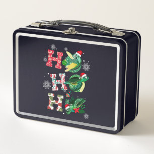 Funny Frohe Weihnachten HO HO HO Turtle Santa Metall Brotdose