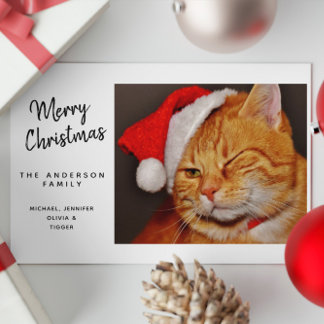 Funny Frohe Weihnachts Orange Katze mit Weihnachts Feiertagskarte