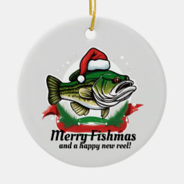 Funny frohe Weihnachtsfischerei Santa Fish Keramik Ornament