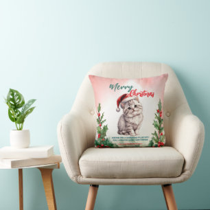 Funny Frohe Weihnachtsmann Niedlich Cat Kitten Kissen
