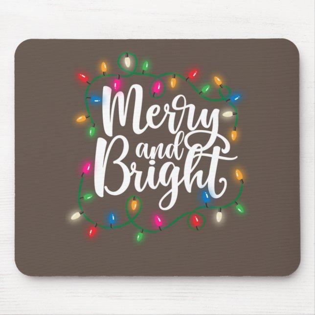 Funny fröhlich und hell Weihnachten Lichter Weihna Mousepad (Vorne)