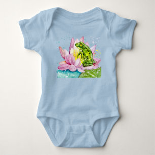 Funny Frosch auf einem Lotus Baby Strampler