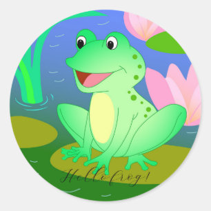 Funny Frosch, Cartoon-Illustration Runder Aufkleber