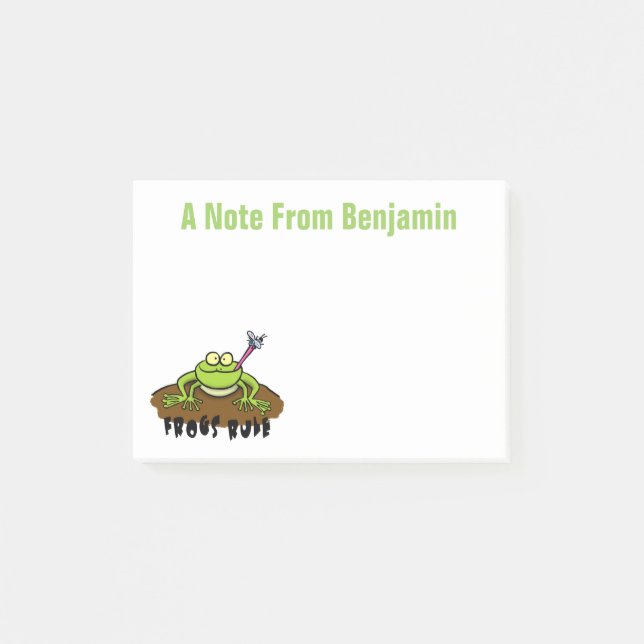 Funny Frosch fing Fliege Cartoon Design Post-it Klebezettel (Vorderseite)