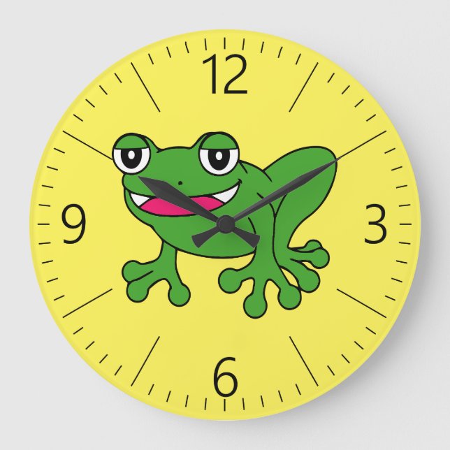Funny Frosch Große Wanduhr (Vorderseite)