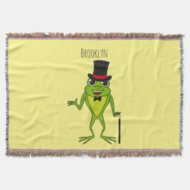 Funny Frosch mit Top-Hut-Cartoon Decke (Vorderseite)