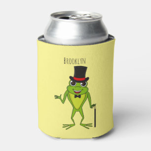Funny Frosch mit Top-Hut-Cartoon Dosenkühler