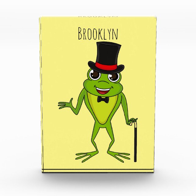 Funny Frosch mit Top-Hut-Cartoon Fotoblock (Vorderseite)