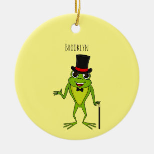Funny Frosch mit Top-Hut-Cartoon Keramik Ornament