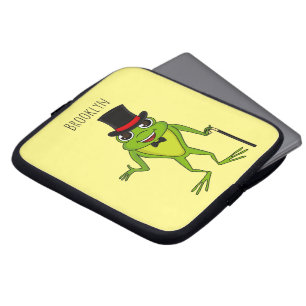 Funny Frosch mit Top-Hut-Cartoon Laptopschutzhülle