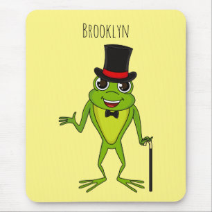 Funny Frosch mit Top-Hut-Cartoon Mousepad