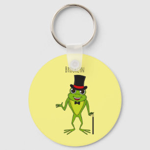 Funny Frosch mit Top-Hut-Cartoon Schlüsselanhänger