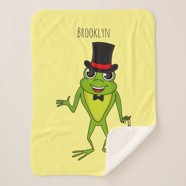 Funny Frosch mit Top-Hut-Cartoon Sherpadecke (Vorderseite)