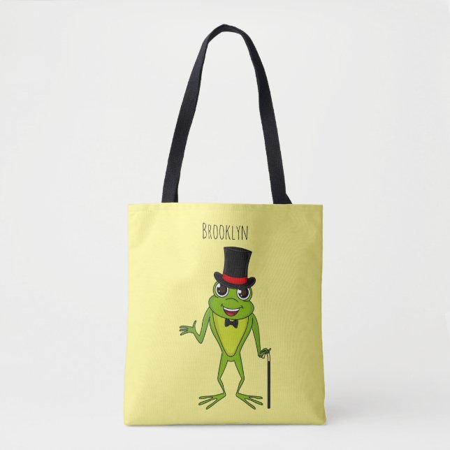 Funny Frosch mit Top-Hut-Cartoon Tasche (Vorderseite)