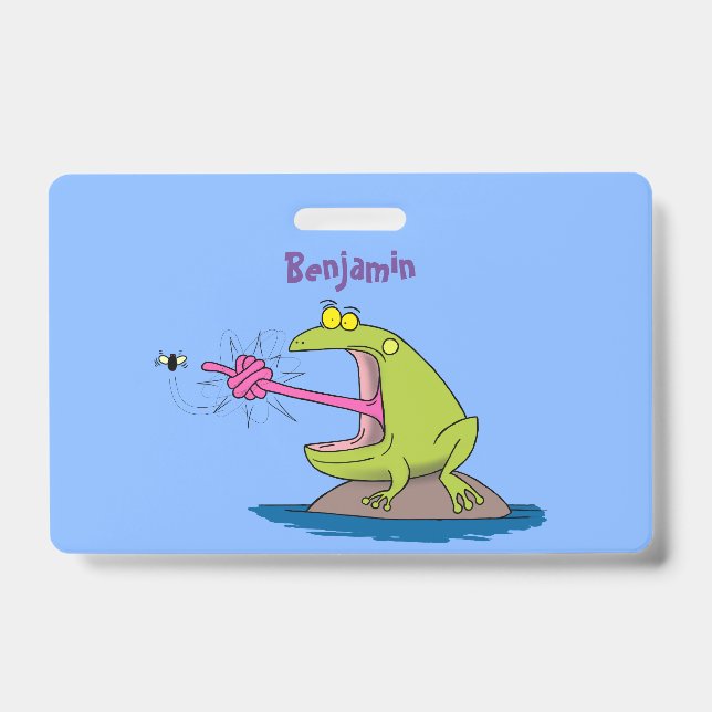 Funny Frosch und Fliege Cartoon Ausweis (Vorderseite)