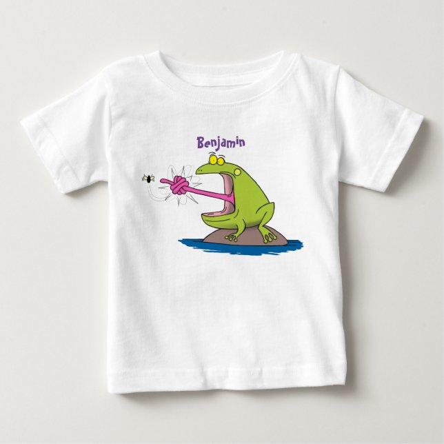Funny Frosch und Fliege Cartoon Baby T-shirt (Vorderseite)
