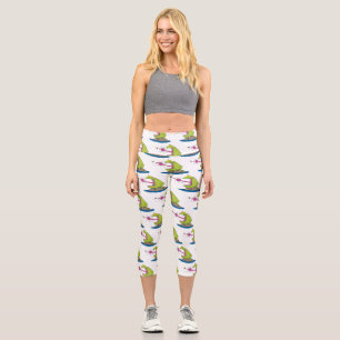 Funny Frosch und Fliege Cartoon Capri Leggings