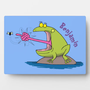 Funny Frosch und Fliege Cartoon Fotoplatte