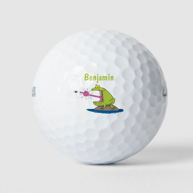 Funny Frosch und Fliege Cartoon Golfball (Vorderseite)
